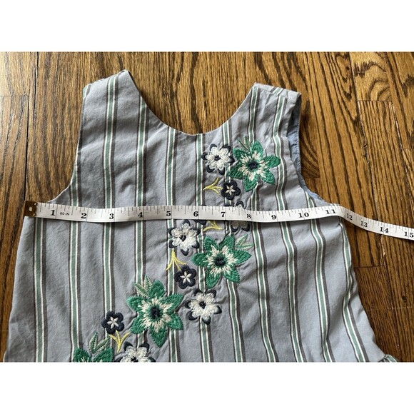 TEA‎ COLLECTION Dusty Blue Asymmetrical Embroidered 100% Cotton Dress Girls Sz 5 - Picture 6 of 7